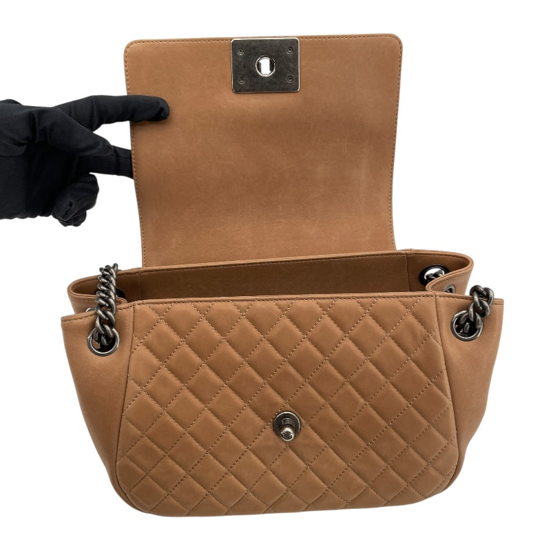 シャネル CHANEL ボーイシャネルワンショルダー 16番台 ベージュ SV金具 ラムスキン レディース ショルダーバッグ