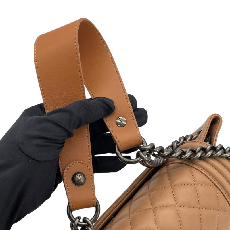 シャネル CHANEL ボーイシャネルワンショルダー 16番台 ベージュ SV金具 ラムスキン レディース ショルダーバッグ