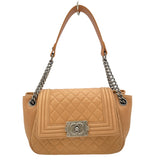 シャネル CHANEL ボーイシャネルワンショルダー 16番台 ベージュ SV金具 ラムスキン レディース ショルダーバッグ