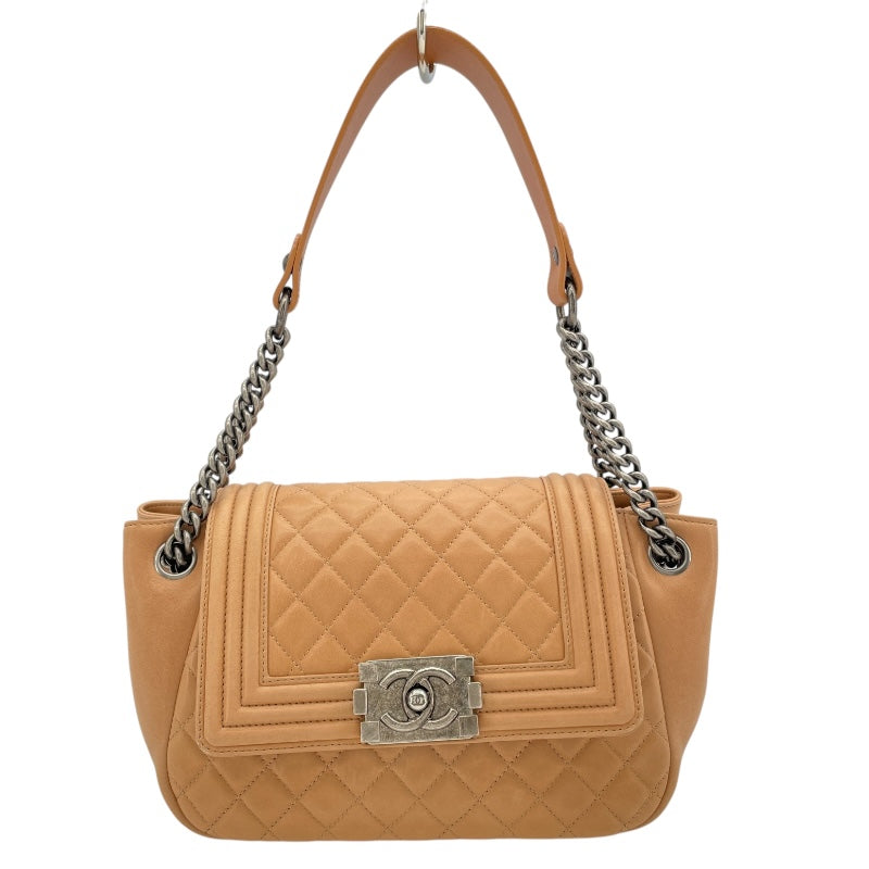 シャネル CHANEL ボーイシャネルワンショルダー 16番台 ベージュ SV金具 ラムスキン レディース ショルダーバッグ