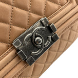 シャネル CHANEL ボーイシャネルワンショルダー 16番台 ベージュ SV金具 ラムスキン レディース ショルダーバッグ