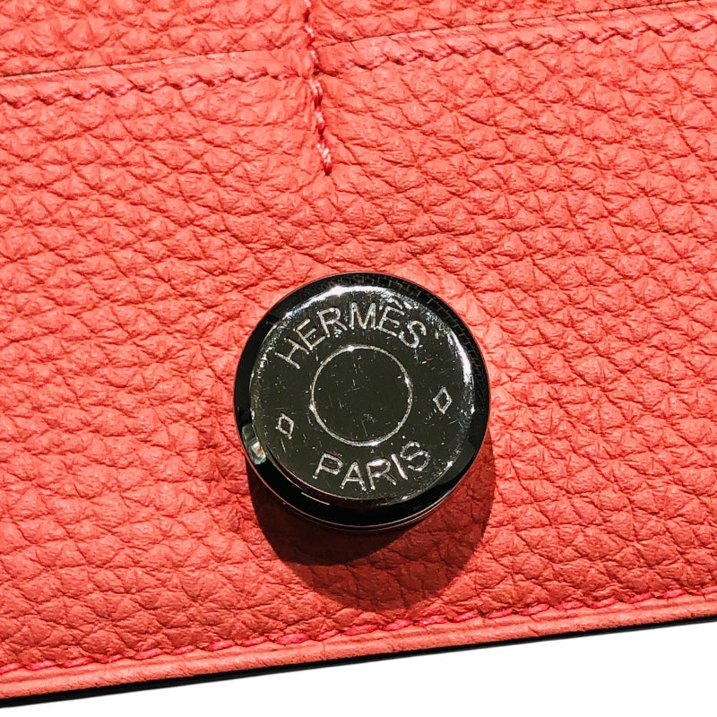 エルメス HERMES ドゴンロング T刻 フラミンゴ　シルバー金具 トゴ レディース 長財布