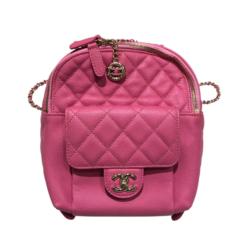シャネル CHANEL マトラッセミニチェーンバッグパック AS0004 ピンク キャビア レディース リュック・デイパック