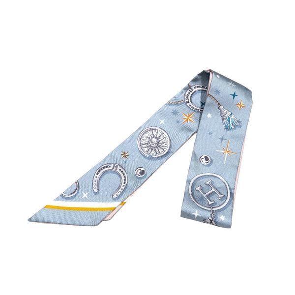 エルメス HERMES ツイリー CEST　LA　FETE ブルー シルク レディース スカーフ