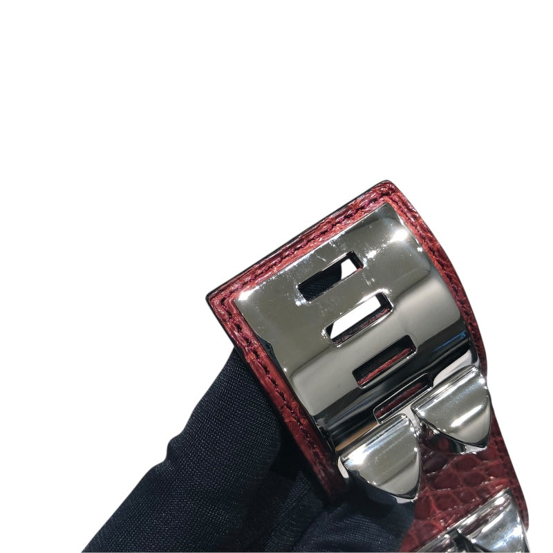 エルメス HERMES コリエドシアンバングルS ルージュアッシュ　シルバー金具 アリゲーターマット アクセサリー