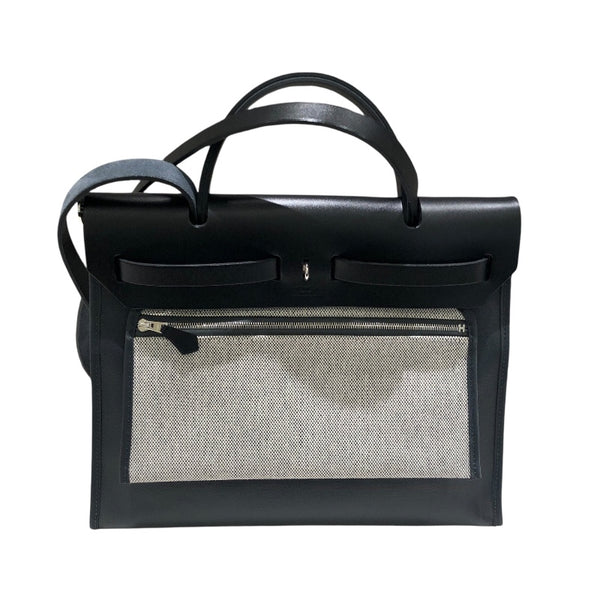 エルメス HERMES エールバッグジップPM W刻 ブラック トワル/ハンター レディース ショルダーバッグ