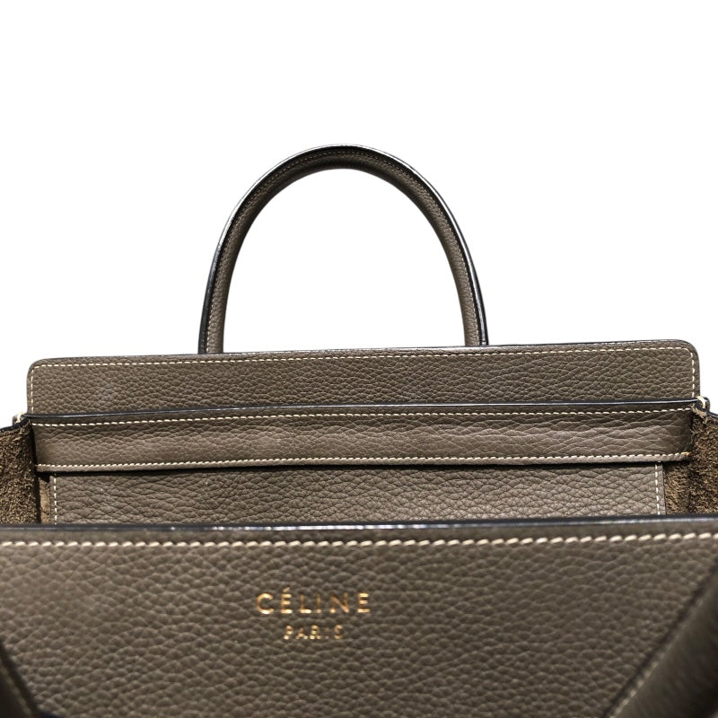 セリーヌ CELINE ラゲージマイクロショッパー 167793 カーキ カーフ レディース ハンドバッグ
