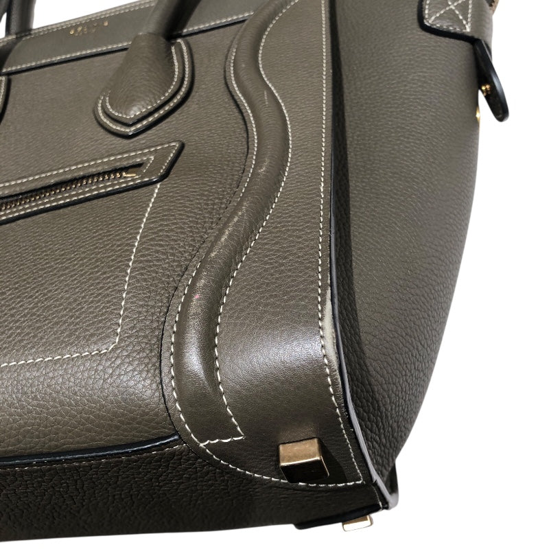 セリーヌ CELINE ラゲージマイクロショッパー 167793 カーキ カーフ レディース ハンドバッグ