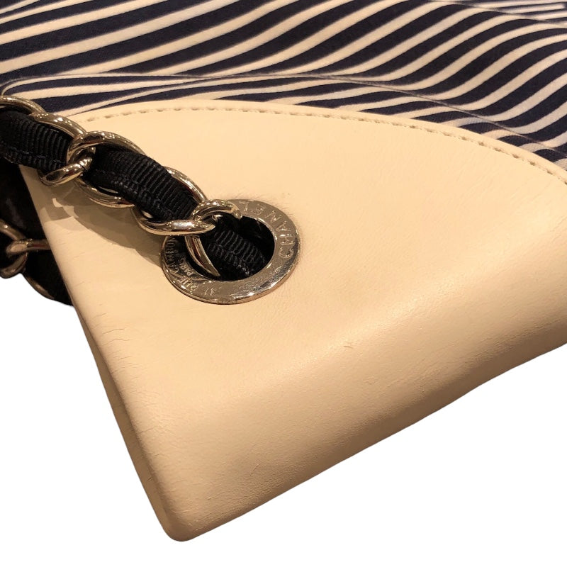 シャネル CHANEL ロゴストライプチェーントート A47915 マルチカラー　SV金具 ナイロンキャンバス レディース トートバッグ