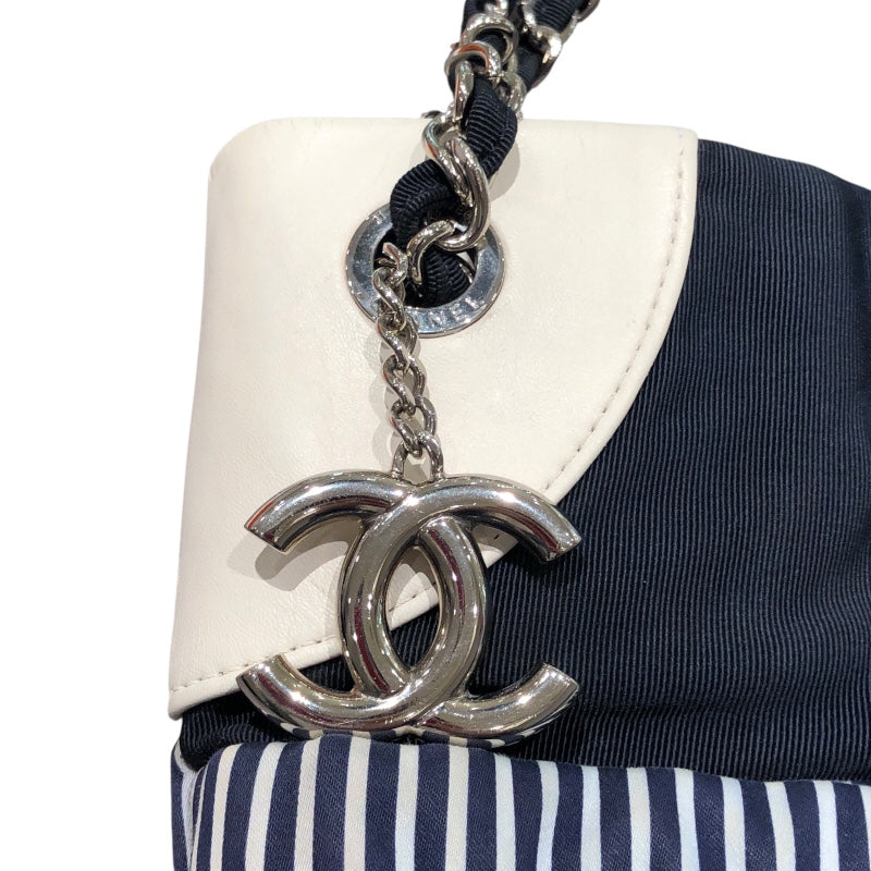 シャネル CHANEL ロゴストライプチェーントート A47915 マルチカラー　SV金具 ナイロンキャンバス レディース トートバッグ