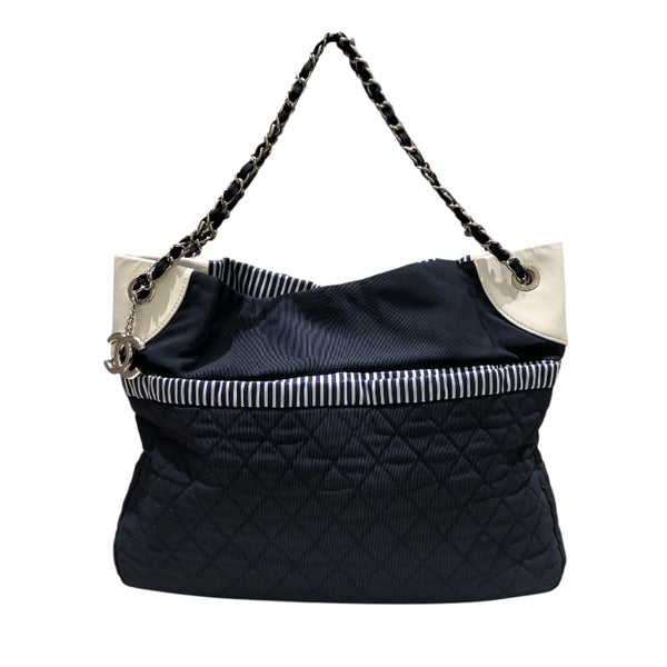 シャネル CHANEL ロゴストライプチェーントート A47915 マルチカラー　SV金具 ナイロンキャンバス レディース トートバッグ