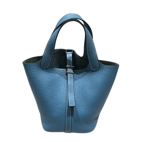 エルメス HERMES ピコタンPM □H刻 ブルージーン トリヨン レディース ハンドバッグ