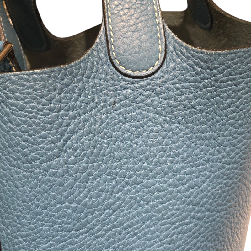 エルメス HERMES ピコタンPM □H刻 ブルージーン トリヨン レディース ハンドバッグ