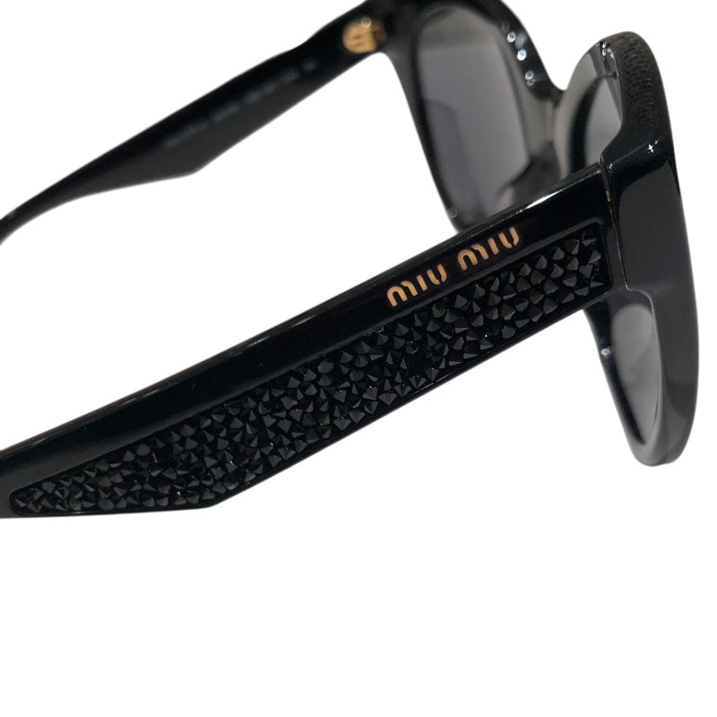 ミュウミュウ miu miu キャッツアイサングラス SMU07R-A ブラック プラスチック/ラインストーン レディース サングラス
