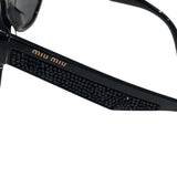 ミュウミュウ miu miu キャッツアイサングラス SMU07R-A ブラック プラスチック/ラインストーン レディース サングラス