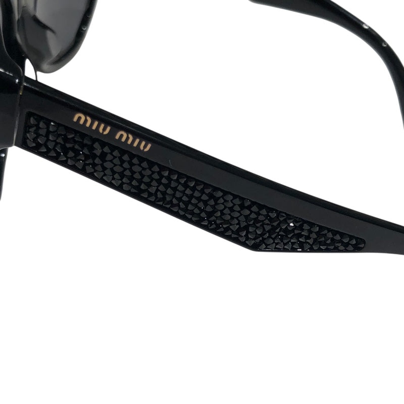 ミュウミュウ miu miu キャッツアイサングラス SMU07R-A ブラック プラスチック/ラインストーン レディース サングラス