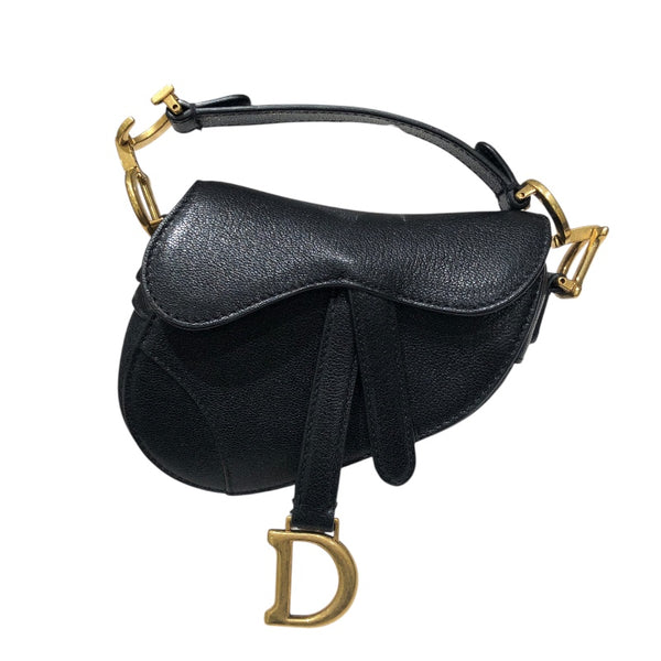 クリスチャン・ディオール Christian Dior サドルバッグマイクロ ブラック レザー レディース ショルダーバッグ