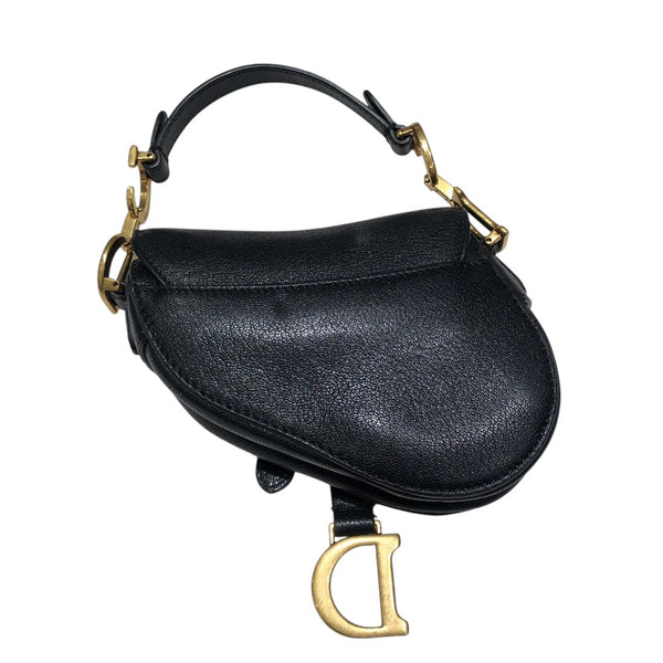 クリスチャン・ディオール Christian Dior サドルバッグマイクロ ブラック レザー レディース ショルダーバッグ