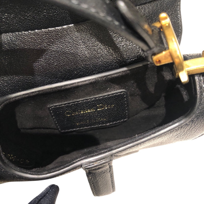 クリスチャン・ディオール Christian Dior サドルバッグマイクロ ブラック レザー レディース ショルダーバッグ