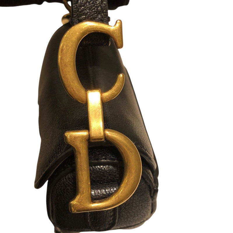 クリスチャン・ディオール Christian Dior サドルバッグマイクロ ブラック レザー レディース ショルダーバッグ