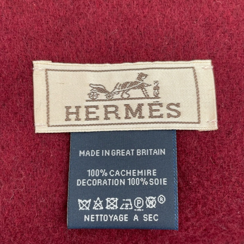 エルメス HERMES ラッキーカデナマフラー ネイビー ルージュ系 カシミヤ/シルク ユニセックス マフラー