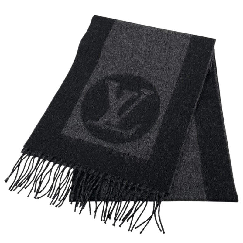 ルイ・ヴィトン LOUIS VUITTON マフラー・カーディフ M70482 グレー ブラック ウール/カシミヤ メンズ マフラー