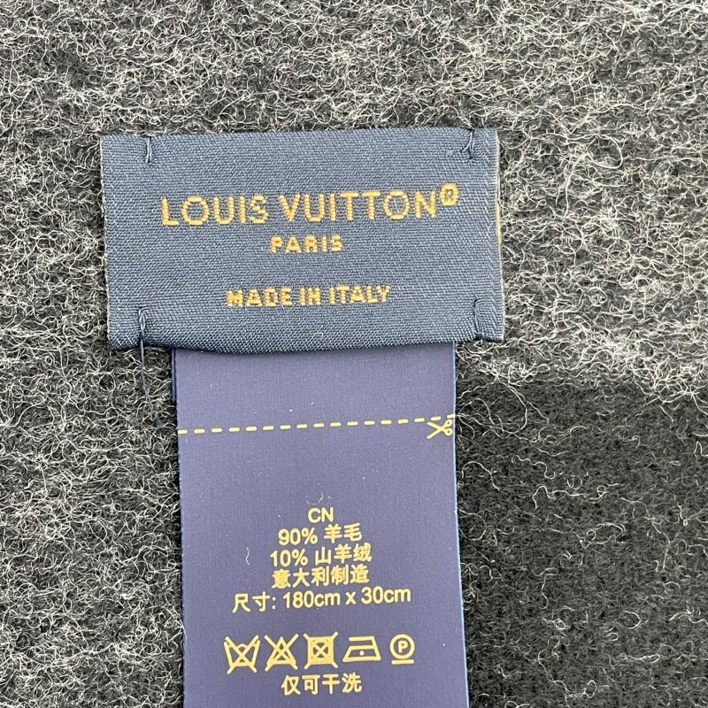 ルイ・ヴィトン LOUIS VUITTON マフラー・カーディフ M70482 グレー ブラック ウール/カシミヤ メンズ マフラー