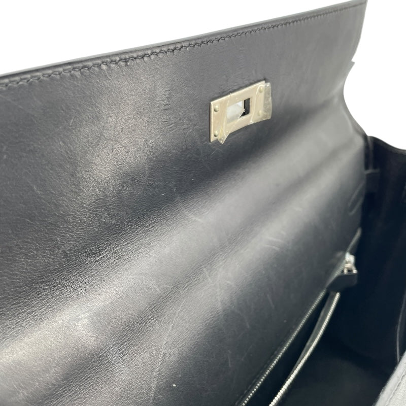 エルメス HERMES ケリー32 内縫い □C刻印 ブラック マットSV金具 エバーカーフ レディース ショルダーバッグ