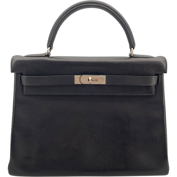 エルメス HERMES ケリー32 内縫い □C刻印 ブラック マットSV金具 エバーカーフ レディース ショルダーバッグ