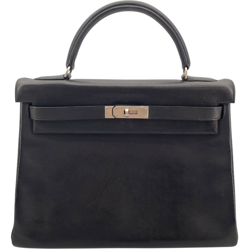 エルメス HERMES ケリー32 内縫い □C刻印 ブラック マットSV金具 エバーカーフ レディース ショルダーバッグ