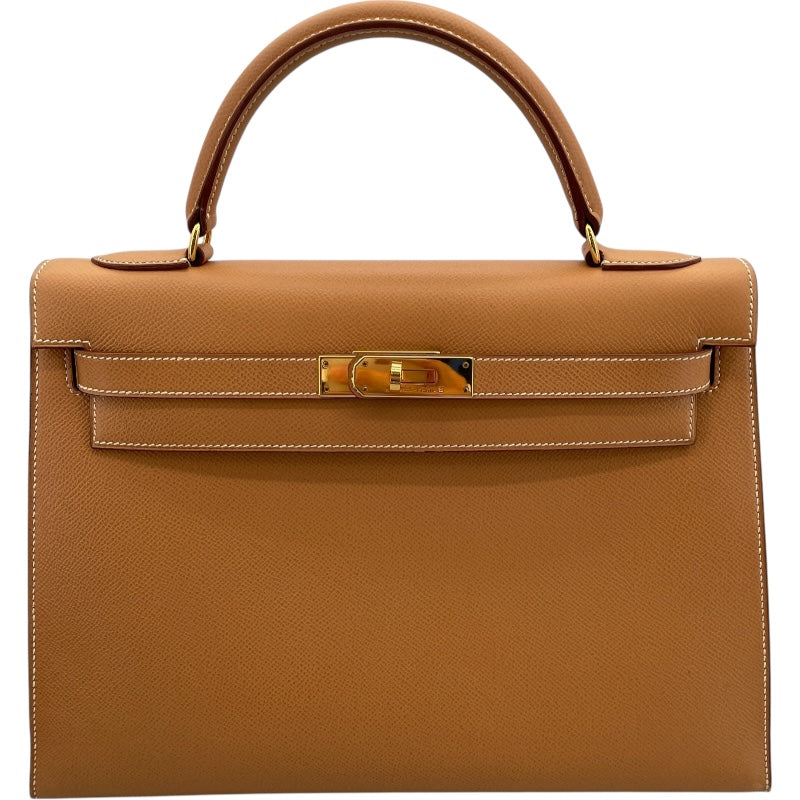 エルメス HERMES ケリー32 外縫い 〇Y刻印 ナチュラル GD金具 クシュベル レディース ショルダーバッグ
