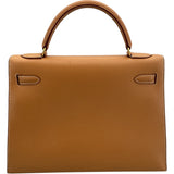 エルメス HERMES ケリー32 外縫い 〇Y刻印 ナチュラル GD金具 クシュベル レディース ショルダーバッグ