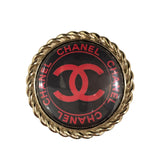 シャネル CHANEL ココマークブローチ ライトゴールド×ブラック×レット メッキ/プラスチック アクセサリー