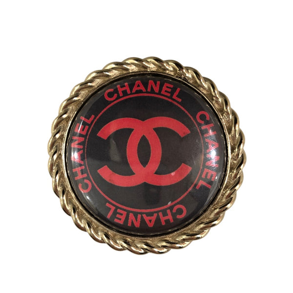 シャネル CHANEL ココマークブローチ ライトゴールド×ブラック×レット メッキ/プラスチック アクセサリー