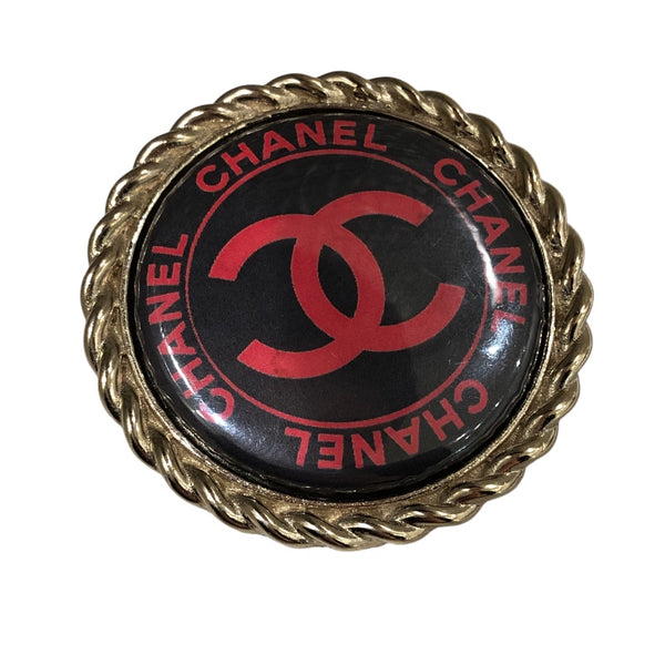 シャネル CHANEL ココマークブローチ ライトゴールド×ブラック×レット メッキ/プラスチック アクセサリー