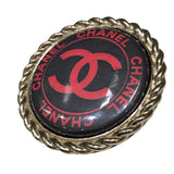 シャネル CHANEL ココマークブローチ ライトゴールド×ブラック×レット メッキ/プラスチック アクセサリー