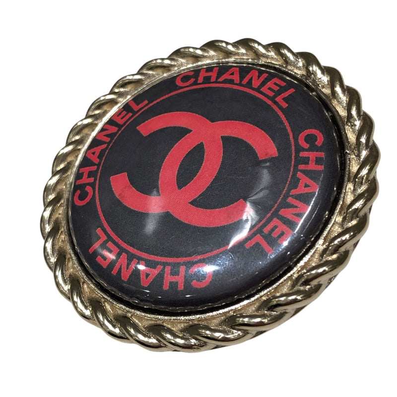 シャネル CHANEL ココマークブローチ ライトゴールド×ブラック×レット メッキ/プラスチック アクセサリー