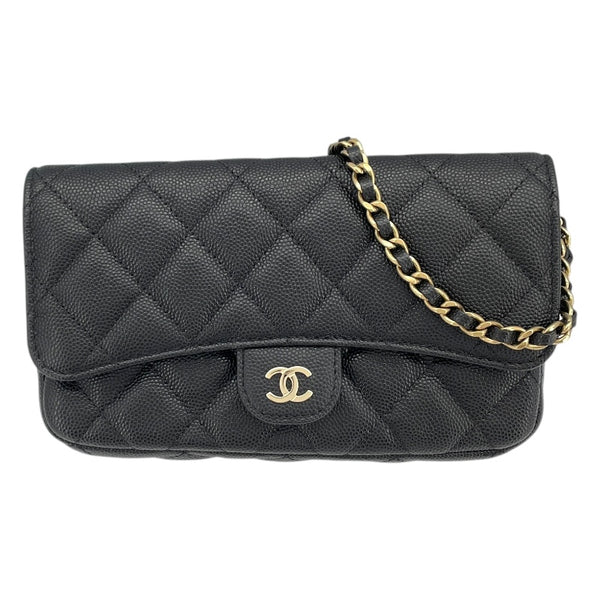 シャネル CHANEL フラップ フォン ショルダー AP2096 ブラック GD金具 キャビアスキン レディース ショルダーバッグ