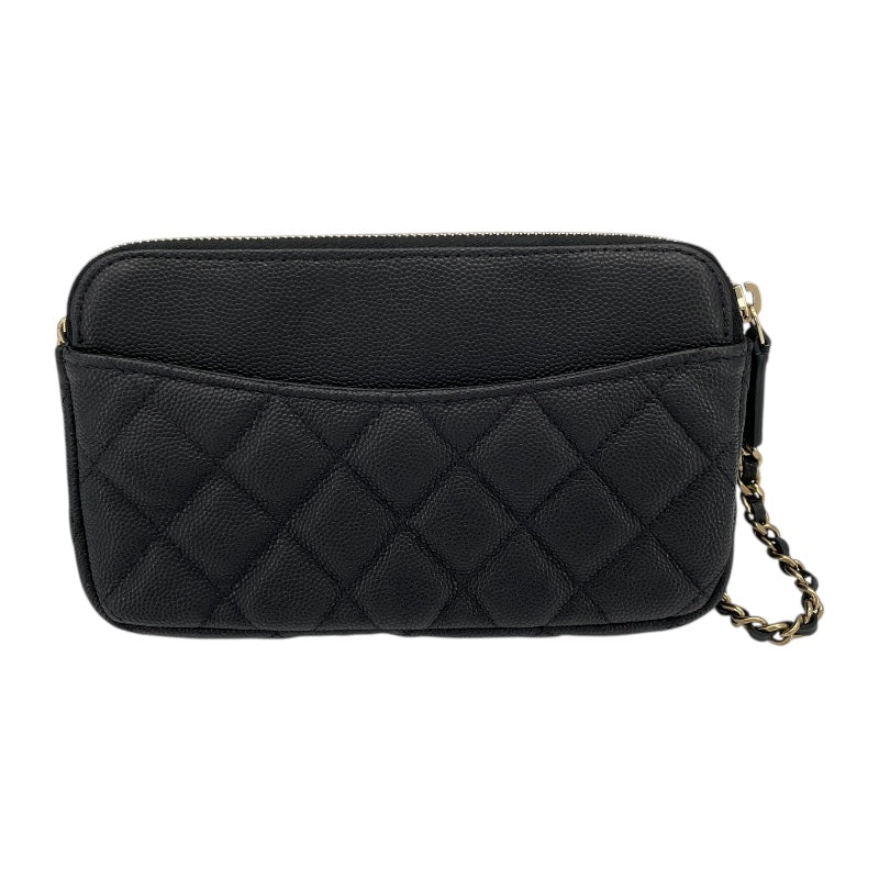 シャネル CHANEL フラップ フォン ショルダー AP2096 ブラック GD金具 キャビアスキン レディース ショルダーバッグ