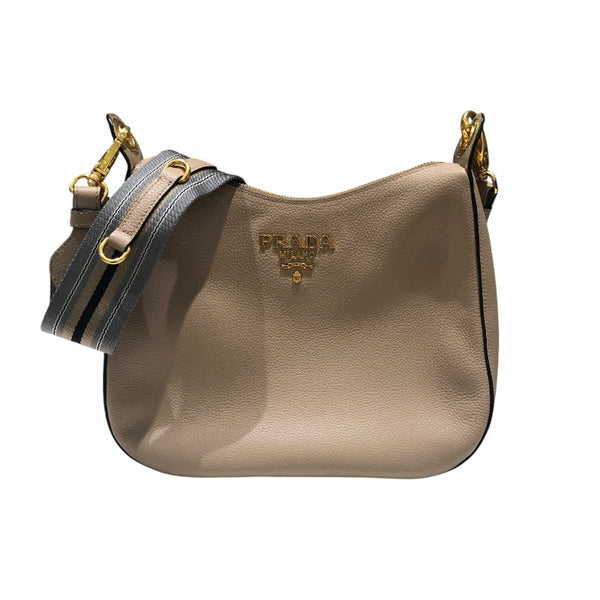 プラダ PRADA ロゴショルダー 1BC166 ベージュ レザー レディース ショルダーバッグ