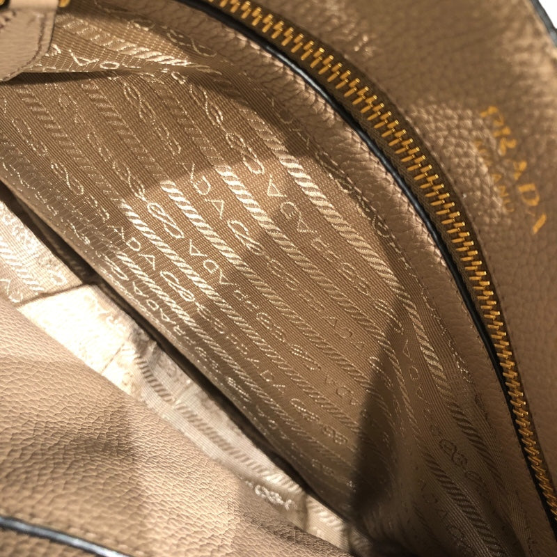 プラダ PRADA ロゴショルダー 1BC166 ベージュ レザー レディース ショルダーバッグ