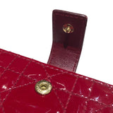 クリスチャン・ディオール Christian Dior レディディオール アコーディオンカードケース レッド レザー×パテント レディース カードケース