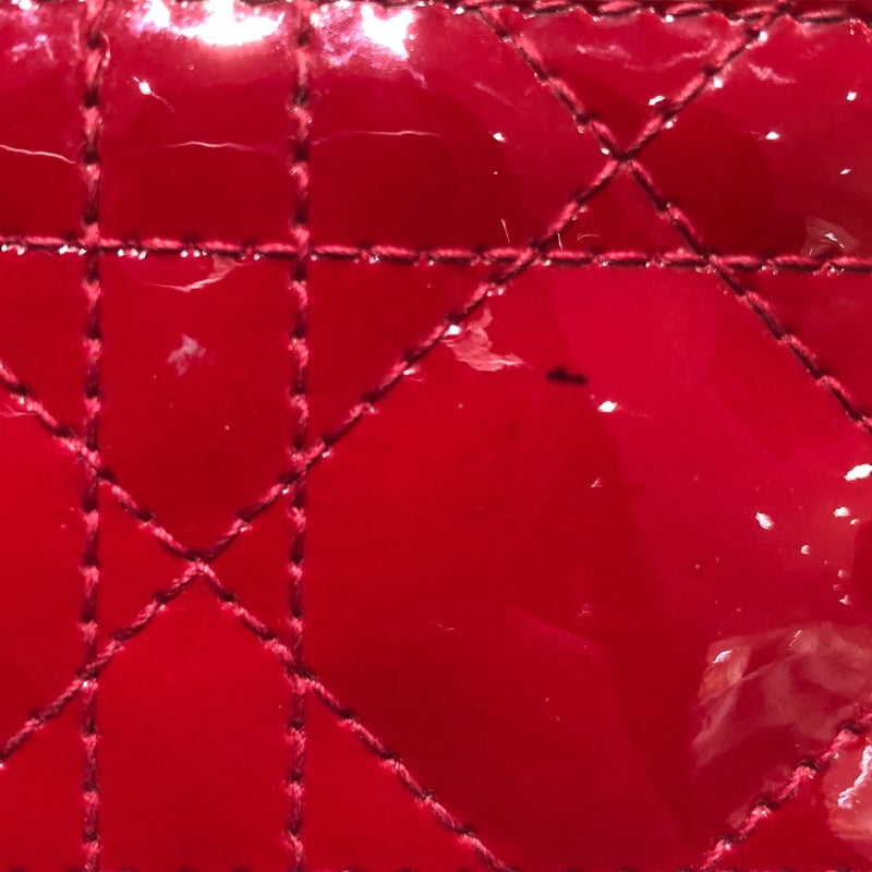 クリスチャン・ディオール Christian Dior レディディオール アコーディオンカードケース レッド レザー×パテント レディース カードケース