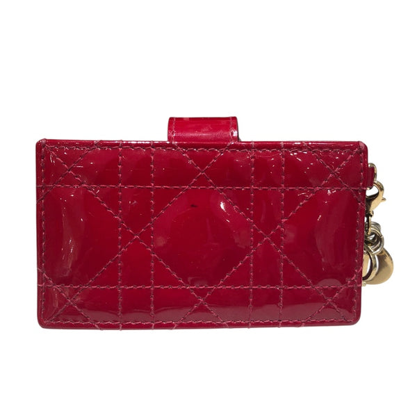 クリスチャン・ディオール Christian Dior レディディオール アコーディオンカードケース レッド レザー×パテント レディース カードケース