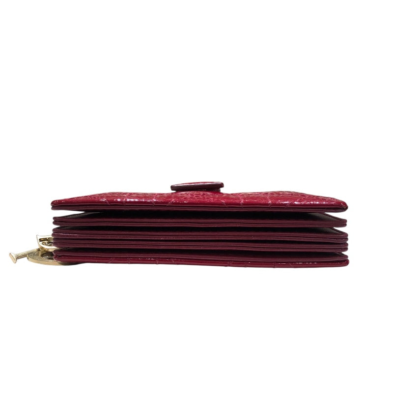 クリスチャン・ディオール Christian Dior レディディオール アコーディオンカードケース レッド レザー×パテント レディース カードケース