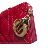 クリスチャン・ディオール Christian Dior レディディオール アコーディオンカードケース レッド レザー×パテント レディース カードケース