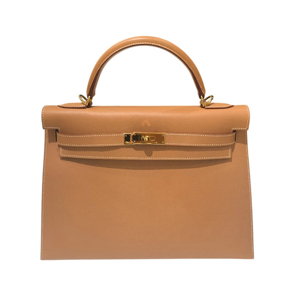 エルメス HERMES ケリー32　外縫い □E刻 ナチュラル　GD金具 クシュベル レディース ハンドバッグ