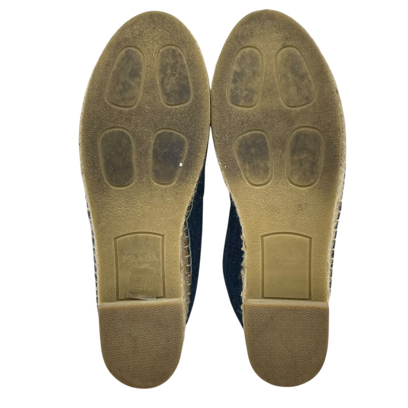 プラダ PRADA ロゴデニムエスパドリーユスリッポン 1S052M ブルー レディース スリッポン