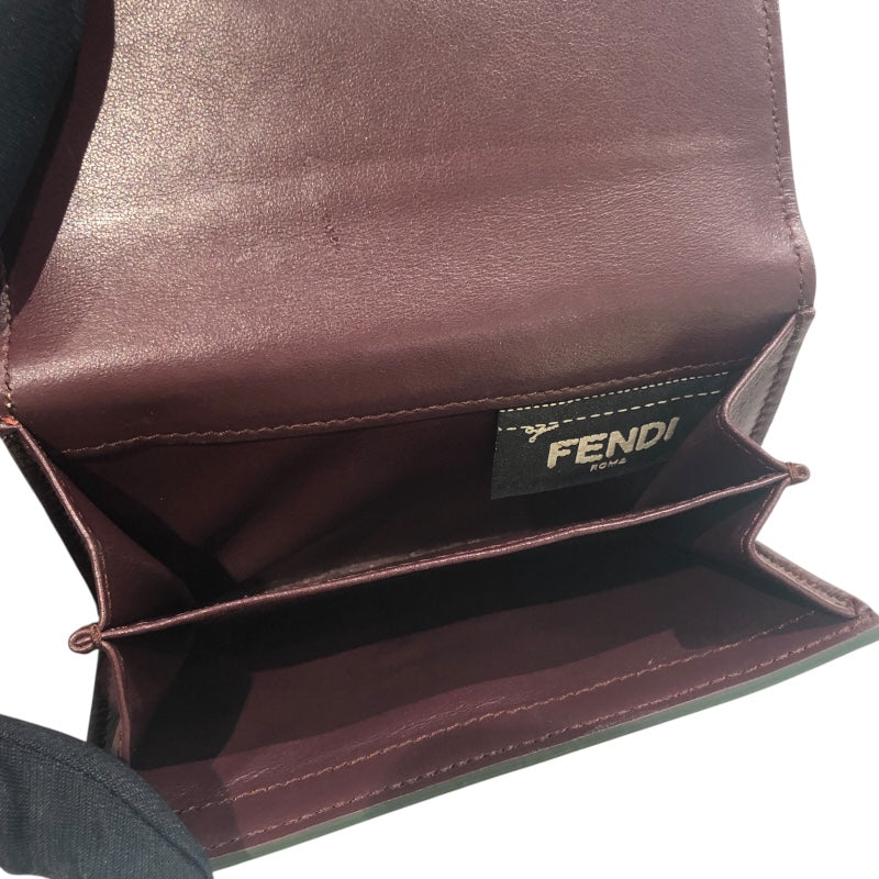 フェンディ FENDI ピーカブーミディアムウォレット 8M0359 グレー/ボルドー レザー レディース 二つ折り財布