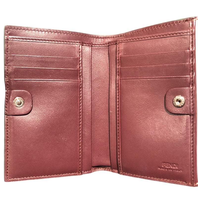 フェンディ FENDI ピーカブーミディアムウォレット 8M0359 グレー/ボルドー レザー レディース 二つ折り財布